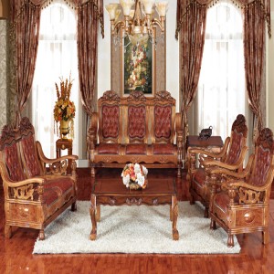 厂家直销成套家具 客厅组合型沙发五件套 橡木雕花 品质保证