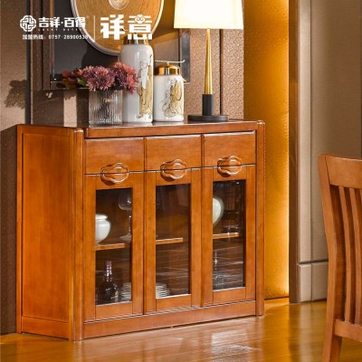 木景佳府整体家具 现代中式实木餐边柜 橡木餐厅储物柜收纳柜