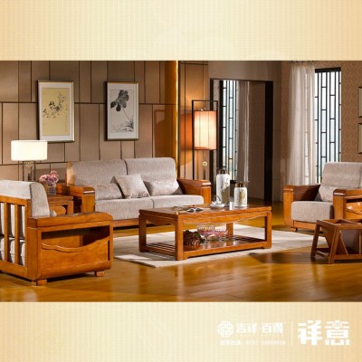 木景佳府实木家具 现代中式全实木沙发 高档储物组合实木沙发