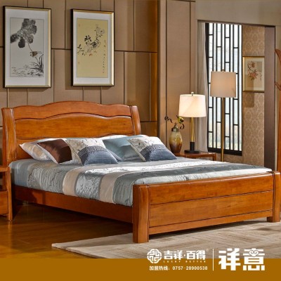 木景佳府中式全实木储物高箱床1.8米双人卧室公主床橡木婚床批发