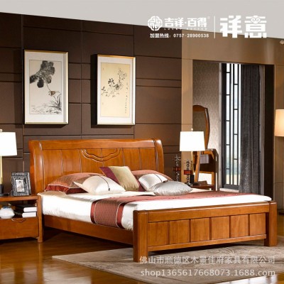 中式全实木储物高箱床1.8米双人卧室公主床橡木婚床批发