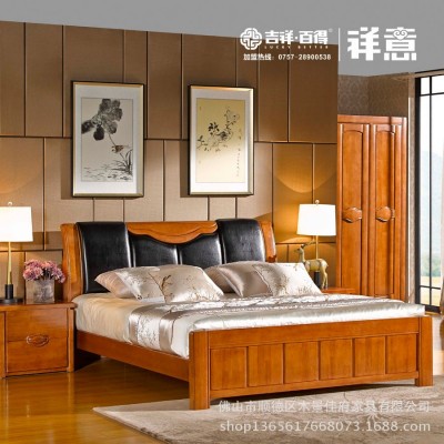 木景佳府中式全实木储物高箱床1.8米双人卧室公主床橡木婚床批发