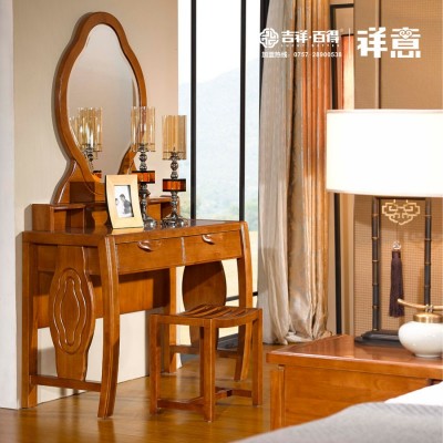实木家具 现代中式实木妆台 简约橡木梳妆台化妆台