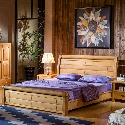温特福 1.5米实木床 简约现代中式榉木床 1.8米床 实木 双人床