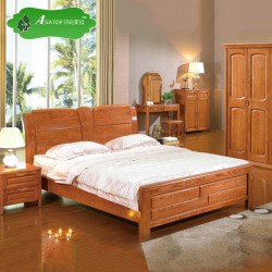亚冠批发 中式现代卧室家具组合 时尚优质实木软床 价格优惠