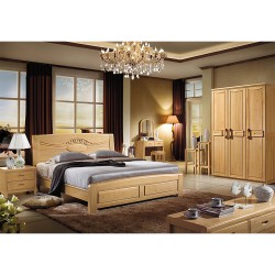 厂家直销 卧室家具 中式现代实木床 酒店宾馆1.8米实木双人床特价