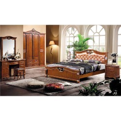 热销供应 时尚优质实木软床 中式现代卧室家具组合