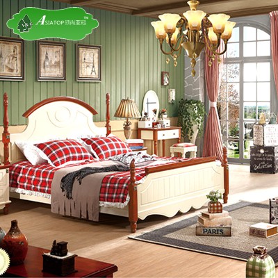 亚冠厂家热销 地中海2米实木软床 高品质卧室家具组合