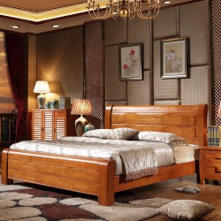 全实木床中式家具单人床1.5米特价橡木高箱双人床1.8米批发供应
