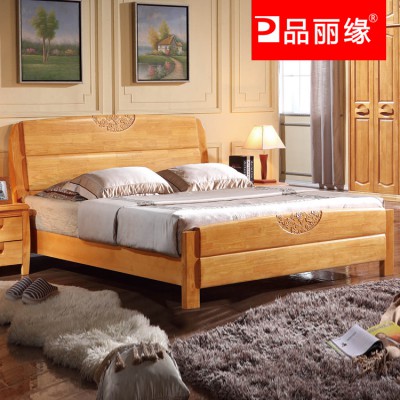 批发南康家具1.8米双人床简约现代卧室家具橡木床 实木床厂家直销
