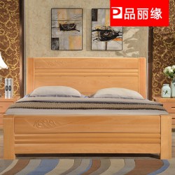 品丽缘实木床1.8米 精品卧室家具 简约榉木床 厂家直销双人床批发