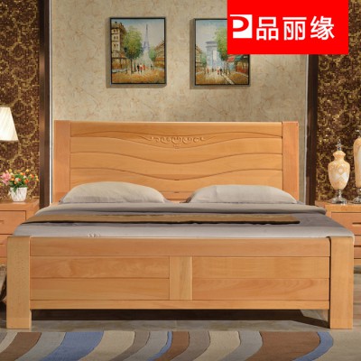 32-厂家供应现代中式实木床榉木床简约现代婚床1.8米实木双人床