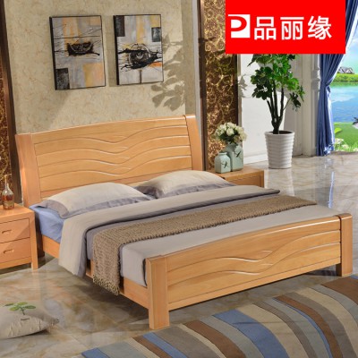 新品简约榉木床实木家具床头柜双人床1.8米 卧室家具 家具定制