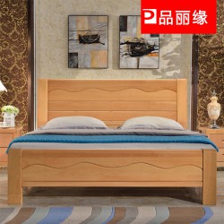 品丽缘特价实木床1.8米 卧室家具双人床 新品简约榉木床1.5m 米