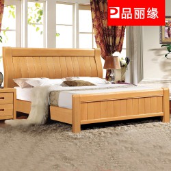 批发实木床1.8米双人床简约现代卧室家具榉木床 实木床厂家直销