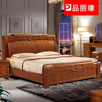 厂家直销 实木床 卧室橡木床1.8米大床 地产南康 居家特价床批发