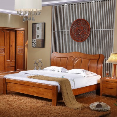 新品全实木床 橡木双人床现代简约高档卧室高箱储物床1.5/1.8米床