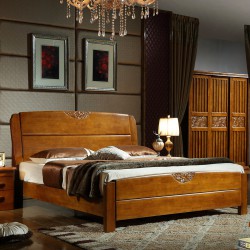 厂家直销 橡木卧室家具 精品实木床 1.5米床 1.8米全实木床双人床