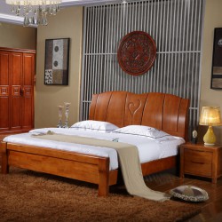 高档全实木床1.5米 1.8米 橡木床 双人简约现代 高箱储物婚床