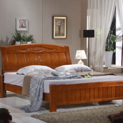 特价床 简约实木卧室家具 简约单人床全实木床橡木 1.8 1.5米大床