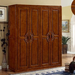新品上市橡木实木衣柜 四门橡木衣柜 简易衣柜实木 卧室套房系列