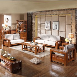 新中式实木沙发 自由组合橡胶木带垫沙发 大小户型客厅家具601