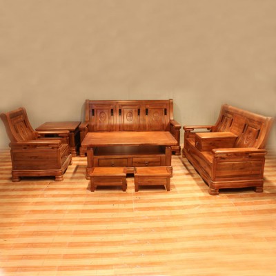 7件套实木沙发 单人三人组合沙发 实木中式沙发 香樟木沙发668