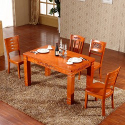 新款实木餐桌 简约家用餐桌 1.3米1.5米方形餐桌椅组合 橡木餐桌