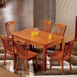100%全实木餐桌 餐厅实木家具 长方形餐桌椅组合 橡木家用餐桌