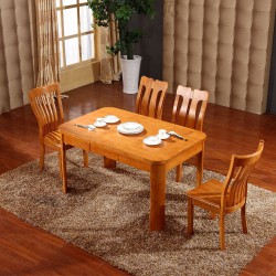 100%全实木餐桌 餐厅实木家具高档带抽屉方形全实木橡木简约餐桌