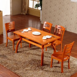 简约版餐桌 实木小户型餐桌 长方形餐桌椅组合 橡木家用饭桌