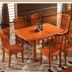特价餐桌 1桌六椅组合实木餐桌 可折叠二合一餐桌 小户型橡木餐桌