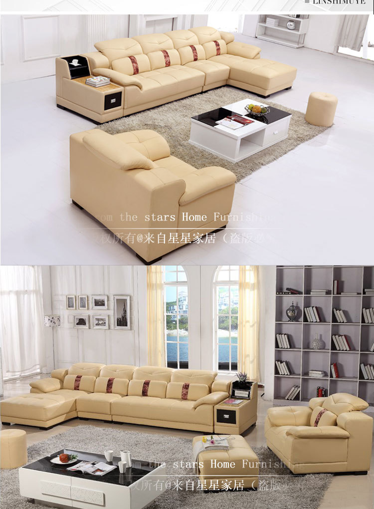 现代出口牛皮转角真皮沙发 大户型组合客厅家具包邮佛山产业沙发