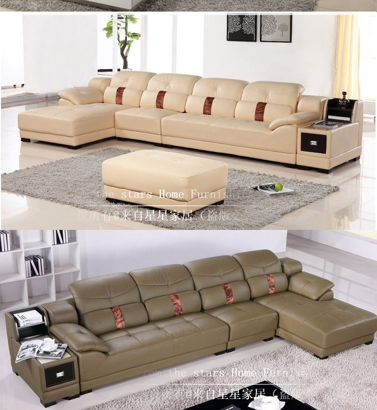 现代出口牛皮转角真皮沙发 大户型组合客厅家具包邮佛山产业沙发