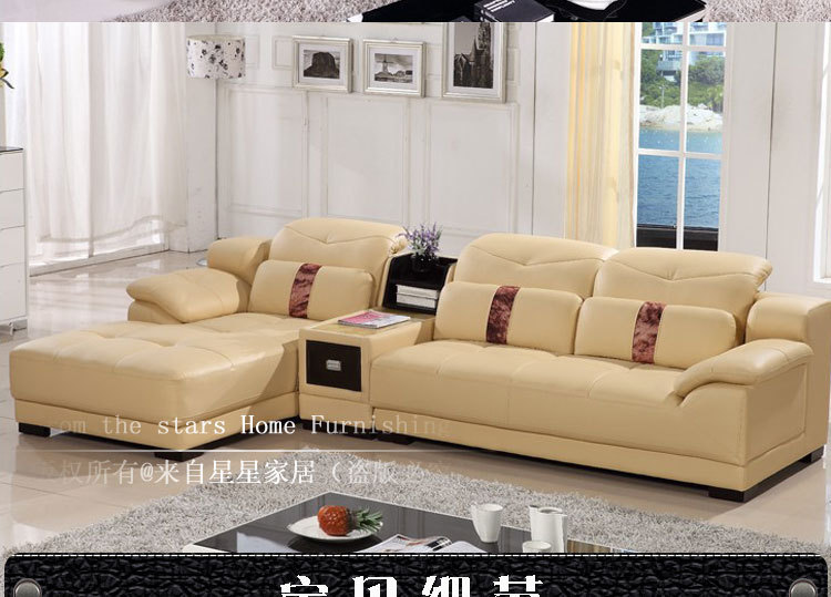 现代出口牛皮转角真皮沙发 大户型组合客厅家具包邮佛山产业沙发