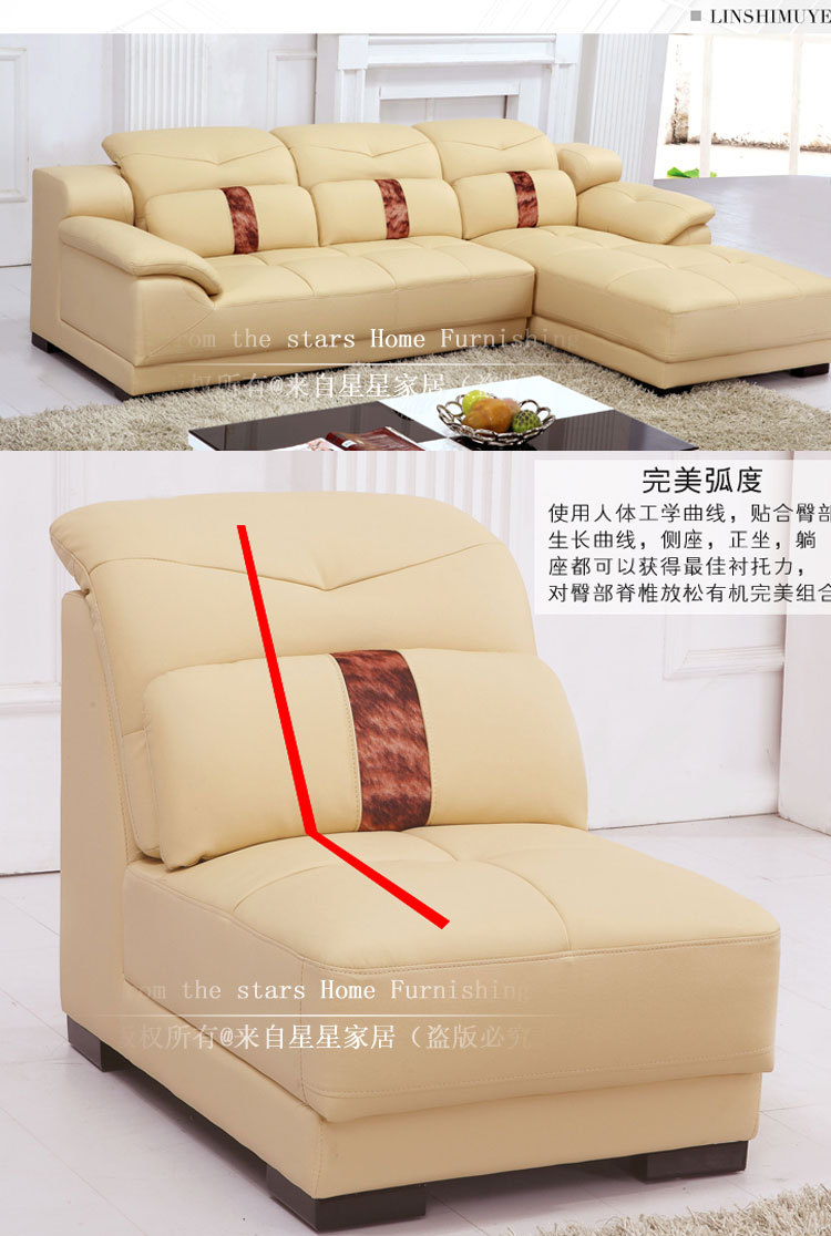 现代出口牛皮转角真皮沙发 大户型组合客厅家具包邮佛山产业沙发