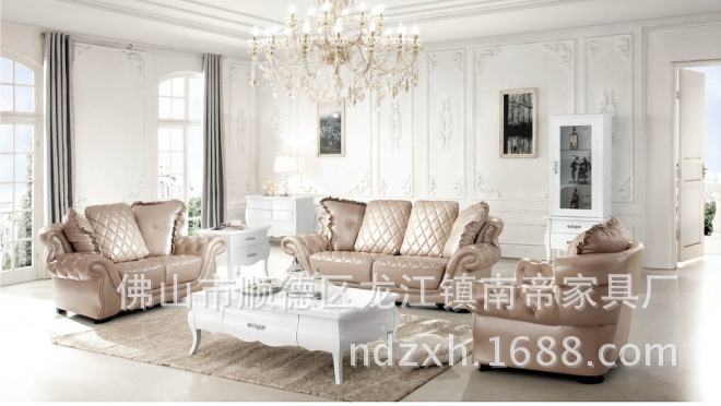 【精品推荐】欧式真皮沙发 别墅酒店大厅沙发1 2 3人位组合