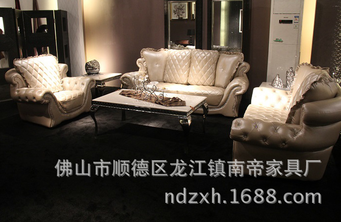 【精品推荐】欧式真皮沙发 别墅酒店大厅沙发1 2 3人位组合