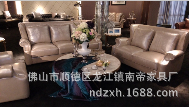【精品推荐】欧式真皮沙发 别墅酒店大厅沙发1 2 3人位组合