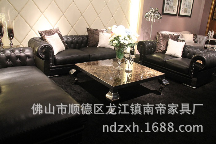 【精品推荐】欧式真皮沙发 别墅酒店大厅沙发1 2 3人位组合