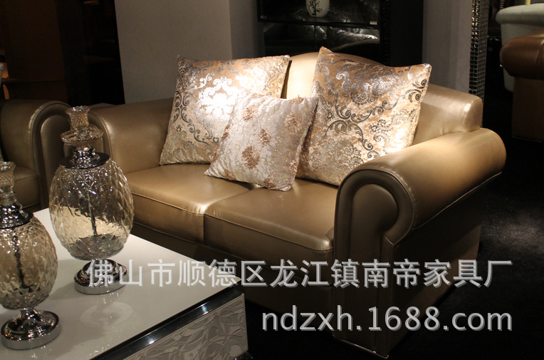 【精品推荐】欧式真皮沙发 别墅酒店大厅沙发1 2 3人位组合