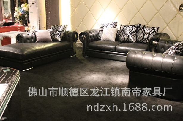 【精品推荐】欧式真皮沙发 别墅酒店大厅沙发1 2 3人位组合