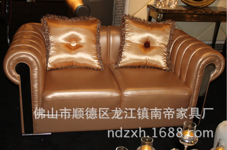 【精品推荐】欧式真皮沙发 别墅酒店大厅沙发1 2 3人位组合