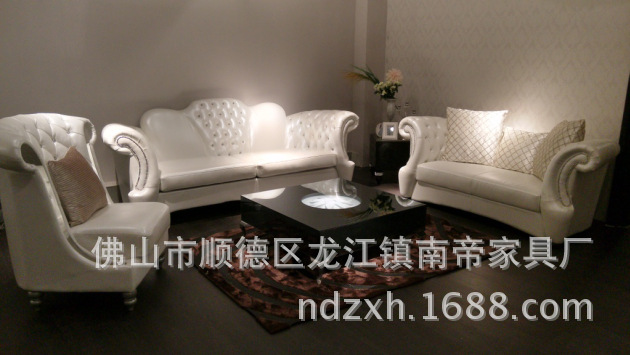 【精品推荐】欧式真皮沙发 别墅酒店大厅沙发1 2 3人位组合