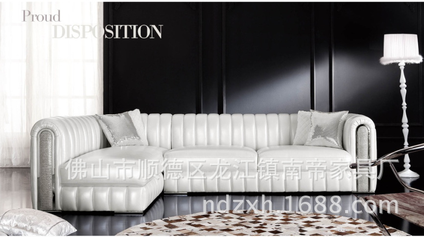 【精品推荐】欧式真皮沙发 别墅酒店大厅沙发1 2 3人位组合