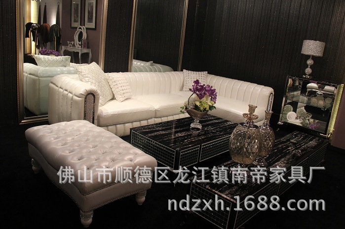 【精品推荐】欧式真皮沙发 别墅酒店大厅沙发1 2 3人位组合