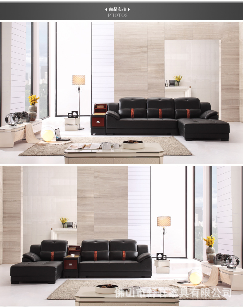 现代简约宜家休闲高档进口头层厚牛皮艺 真皮沙发客厅转角组合