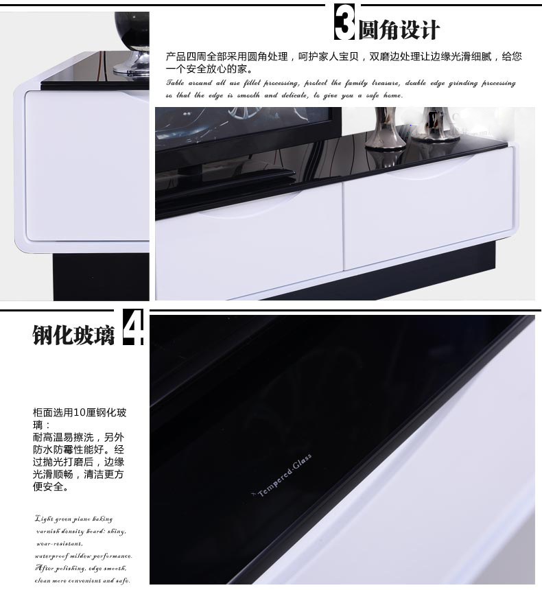 包邮 简约组合 储物 客厅 电视柜电视墙 现代亮光白色地柜