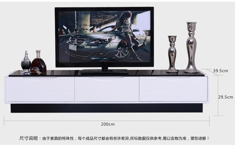 包邮 简约组合 储物 客厅 电视柜电视墙 现代亮光白色地柜