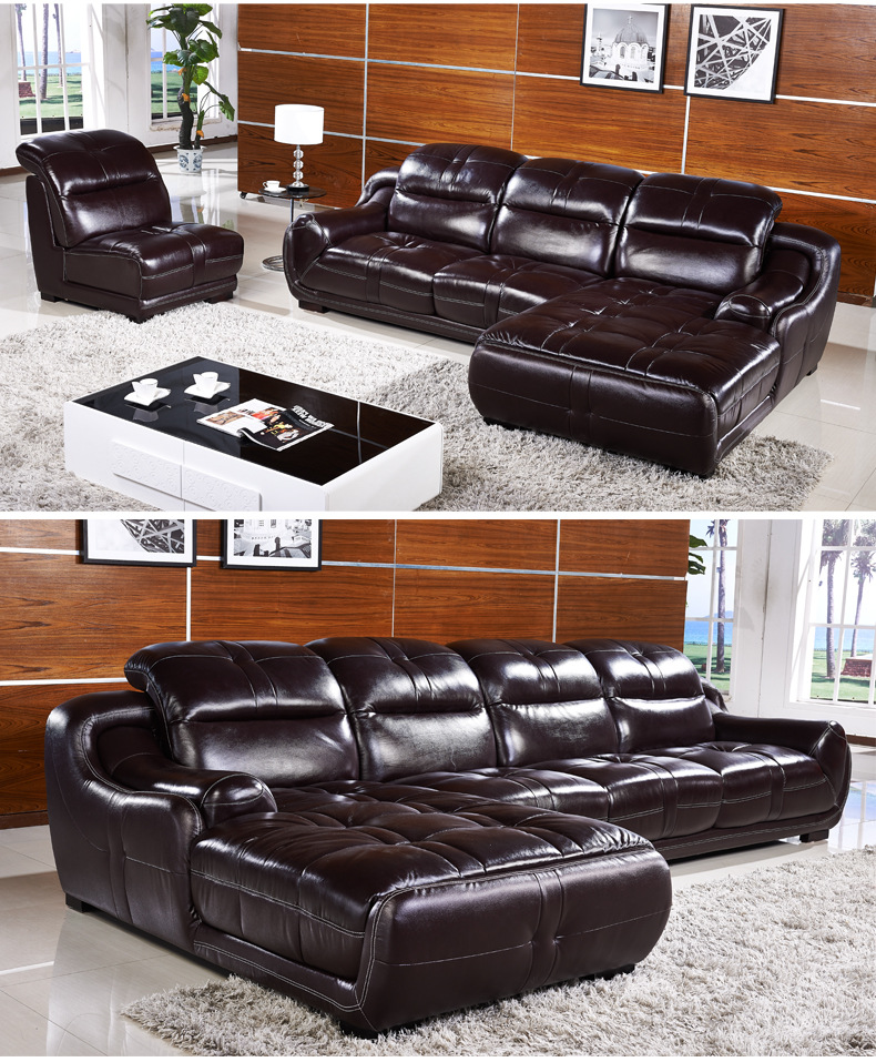 宜家现代简约休闲高档真皮沙发组合 客厅头层厚牛皮个性转角皮艺